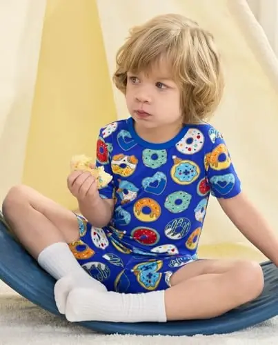 babee Reshinee Bamboo Viscose Toddler Boys Pajamas Set, Short Sleeve Kids | Boys & Girls 2-Piece Snug Fit PJs, 12M-8Y, Cool Summer Sleepwear, Breathable, Stretchy, Tagless, Buttery Soft, Cozy Jammies - 5