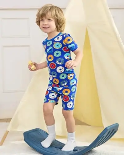babee Reshinee Bamboo Viscose Toddler Boys Pajamas Set, Short Sleeve Kids | Boys & Girls 2-Piece Snug Fit PJs, 12M-8Y, Cool Summer Sleepwear, Breathable, Stretchy, Tagless, Buttery Soft, Cozy Jammies - 6