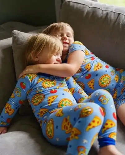 babee Reshinee Bamboo Viscose Toddler Boys Pajamas Set, Short Sleeve Kids | Boys & Girls 2-Piece Snug Fit PJs, 12M-8Y, Cool Summer Sleepwear, Breathable, Stretchy, Tagless, Buttery Soft, Cozy Jammies - 2