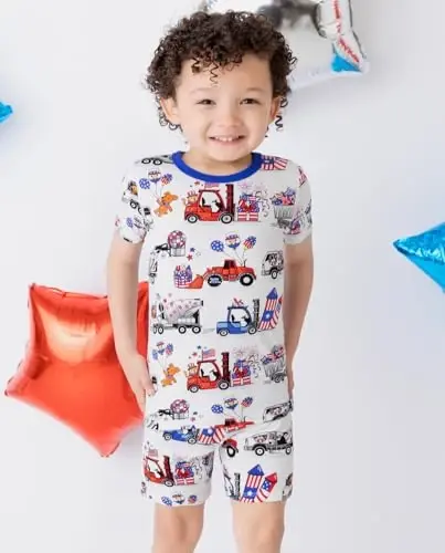 babee Reshinee Bamboo Viscose Toddler Boys Pajamas Set, Short Sleeve Kids | Boys & Girls 2-Piece Snug Fit PJs, 12M-8Y, Cool Summer Sleepwear, Breathable, Stretchy, Tagless, Buttery Soft, Cozy Jammies - BABEE (1)