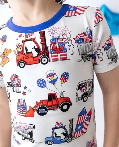babee Reshinee Bamboo Viscose Toddler Boys Pajamas Set, Short Sleeve Kids | Boys & Girls 2-Piece Snug Fit PJs, 12M-8Y, Cool Summer Sleepwear, Breathable, Stretchy, Tagless, Buttery Soft, Cozy Jammies - 3
