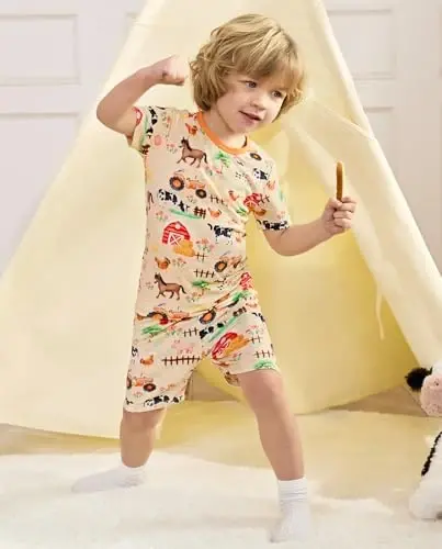 babee Reshinee Bambu Viskoz Yürümeye Başlayan Çocuk Araba Pijamaları Erkek Kız Çocuk Kısa Yazlık Serin 12A-8Y Tam oturan Pijama Takımı 2 parça - 4