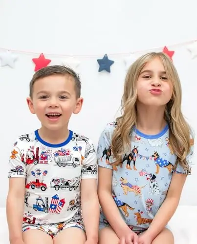 babee Reshinee Комплект пижам из бамбуковой вискозы для малышей, с коротким рукавом | Пижамы из 2 предметов для мальчиков и девочек, 12M-8Y, летняя одежда для сна, дышащая, эластичная, без бирок, мягкая, уютная пижама - 5