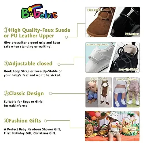 Babelvit Baby Boy Girl Soft Sole Canvas Poyabzal Uchqun Yuqori Top Dantel Infant Unisex To'piqli Poyabzal Etiklar Toddler Yangi Tug'ilgan Prewalker Birinchi Baby Yurish Beshik Poyafzallari - 5