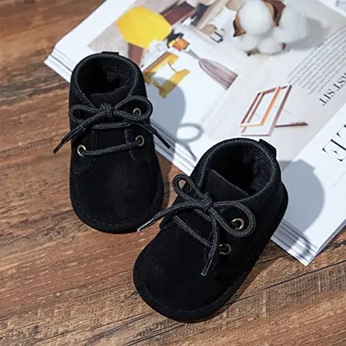 Babelvit Baby Boy Girl Soft Sole Canvas Poyabzal Uchqun Yuqori Top Dantel Infant Unisex To'piqli Poyabzal Etiklar Toddler Yangi Tug'ilgan Prewalker Birinchi Baby Yurish Beshik Poyafzallari - 4