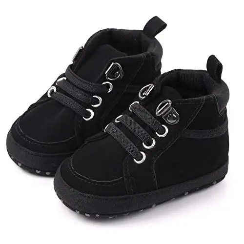 Babelvit Baby Boy Girl Soft Sole Canvas Sneakers Sparkle High Top Lace Up Infant Unisex Ankle Shoes Boots Toddler Newborn Prewalker First Baby Walking Crib Shoes - BABELVIT