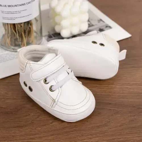 Babelvit Baby Boy Girl Yumshoq Taglik Canvas Poyabzal Uchqun Yuqori Top Dantel Infant Unisex To'piq Poyafzallari Etiklar Bolalar Yangi Tug'ilgan Chaqaloq Prewalker Birinchi Chaqaloq Yurish Krovat Poyafzallari - 3