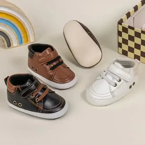 Babelvit Baby Boy Girl Yumshoq Taglik Canvas Poyabzal Uchqun Yuqori Top Dantel Infant Unisex To'piq Poyafzallari Etiklar Bolalar Yangi Tug'ilgan Chaqaloq Prewalker Birinchi Chaqaloq Yurish Krovat Poyafzallari - 4