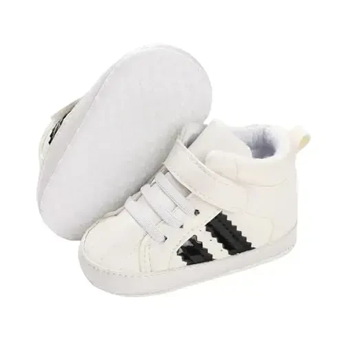 Babelvit Baby Boy Girl Yumshoq Taglik Keten Krossovkalar Uchqun Yuqori Top Bog'ichli Chaqaloq Unisex To'piqli Poyabzal Etiklar Bola Yangi Tug'ilgan Prewalker Birinchi Bola Yurish Beshik Poyafzallari - 1