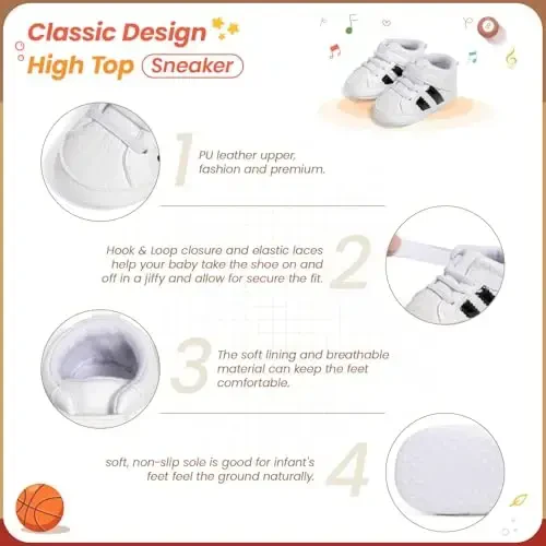 Babelvit Baby Boy Girl Yumshoq Taglik Keten Krossovkalar Uchqun Yuqori Top Bog'ichli Chaqaloq Unisex To'piqli Poyabzal Etiklar Bola Yangi Tug'ilgan Prewalker Birinchi Bola Yurish Beshik Poyafzallari - 5