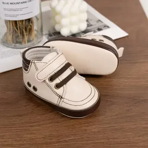 Babelvit Baby Boy Girl Yumshoq Taglikli Tuval Krossovkalari Porloq Yuqori Qo'nchli Bog'ichli Chaqaloqlar uchun Unisex Oyoq Kiyim Botinkalari Kichkintoy Yangi Tug'ilgan Chaqaloqlar uchun Birinchi Oyoq Kiyimlar - 3