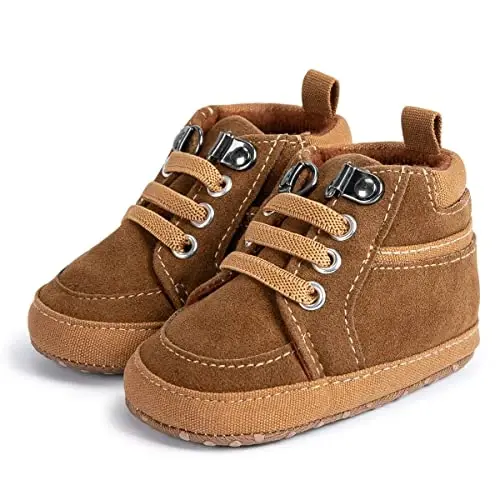 Babelvit Baby Boy Girl Yumshoq Taglikli Tuval Krossovkalari Uchqun Yuqori Top To'rli Chaqaloq Unisex To'piqli Poyabzal Etiklari Yigitcha Yangi Tug'ilgan Chaqaloq Prewalker Birinchi Chaqaloq Yuradigan Karavatcha Poyafzallari 
