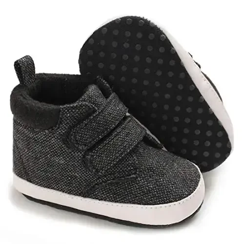 Babelvit Baby Boy Girl Yumshoq Taglikli Tuval Krossovkalari Yaltiroq Yuqori Top Bog'ichli Chaqaloq Unisex To'piqli Poyafzal Etiklar Bola Yangi Tug'ilgan Chaqaloq Birinchi Baby Yurish Beshik Poyafzallari - BABELVIT