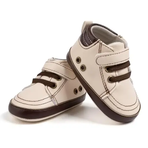 Babelvit Baby Boy Girl Soft Sole Canvas Sneakers Sparkle High Top Lace Up Infant Unisex Ankle Shoes Boots Toddler Newborn Prewalker First Baby Walking Crib Shoes - 1