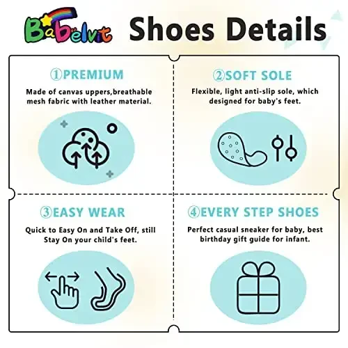 Babelvit Baby Boy Girl Soft Sole Canvas Sneakers Sparkle High Top Lace Up Infant Unisex Ankle Shoes Boots Toddler Newborn Prewalker First Baby Walking Crib Shoes - 5