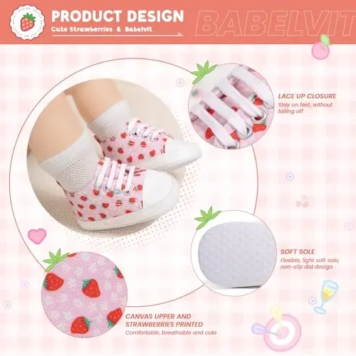 Babelvit Baby Boy Girl Soft Sole Canvas Sneakers Sparkle High Top Lace Up Infant Unisex Ankle Shoes Boots Toddler Newborn Prewalker First Baby Walking Crib Shoes - 5