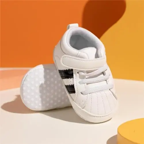 Babelvit Baby Boy Girl Soft Sole Canvas Sneakers Sparkle High Top Lace Up Infant Unisex Ankle Shoes Boots Toddler Newborn Prewalker First Baby Walking Crib Shoes - 4