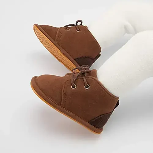 Babelvit Baby Boy Girl Soft Sole Canvas Sneakers Sparkle High Top Lace Up Infant Unisex Ankle Shoes Boots Toddler Newborn Prewalker First Baby Walking Crib Shoes - 4