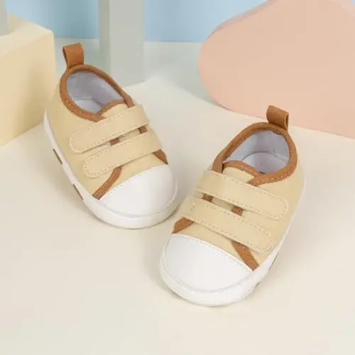 Babelvit Baby Boy Girl Soft Sole Canvas Sneakers Sparkle High Top Lace Up Infant Unisex Ankle Shoes Boots Toddler Newborn Prewalker First Baby Walking Crib Shoes - 4