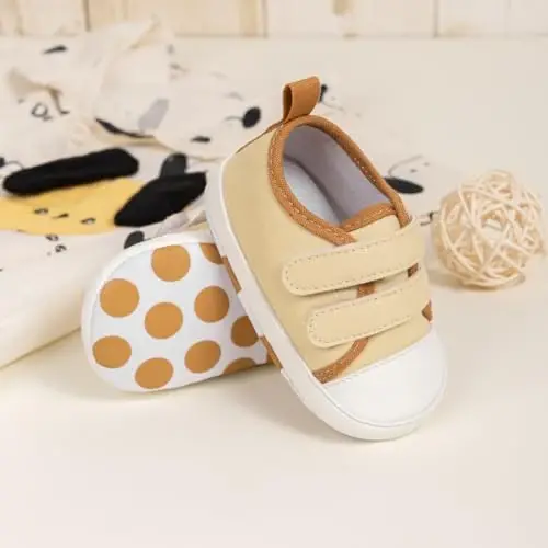 Babelvit Baby Boy Girl Soft Sole Canvas Sneakers Sparkle High Top Lace Up Infant Unisex Ankle Shoes Boots Toddler Newborn Prewalker First Baby Walking Crib Shoes - 5