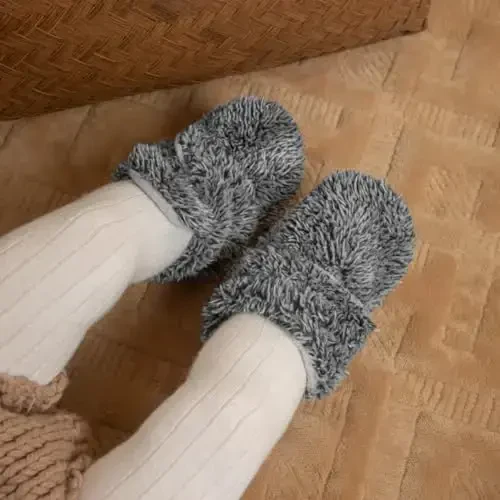 Babelvit Newborn Baby Boy Girl Soft Fleece Booties Stay On Infant Slippers Socks Shoe Non Skid Gripper Toddler First Walkers Winter Ankle Crib Shoes - 2