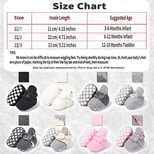 Babelvit Newborn Baby Boy Girl Soft Fleece Booties Stay On Infant Slippers Socks Shoe Non Skid Gripper Toddler First Walkers Winter Ankle Crib Shoes - 6