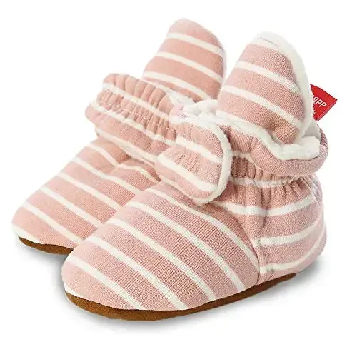 Babelvit Newborn Baby Boy Girl Soft Fleece Booties Stay On Infant Slippers Socks Shoe Non Skid Gripper Toddler First Walkers Winter Ankle Crib Shoes - 3