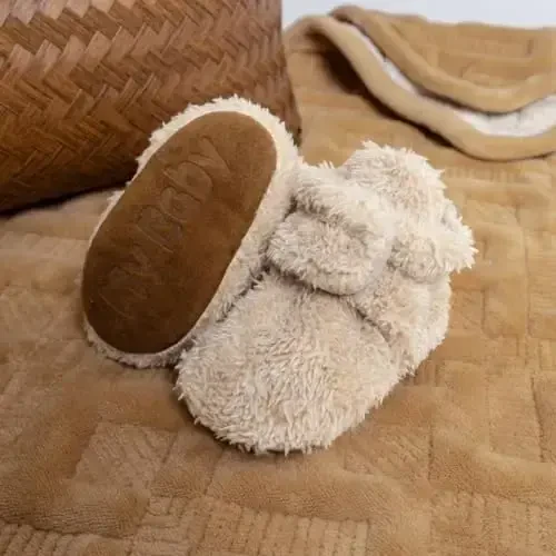 Babelvit Newborn Baby Boy Girl Soft Fleece Booties Stay On Infant Slippers Socks Shoe Non Skid Gripper Toddler First Walkers Winter Ankle Crib Shoes - 3