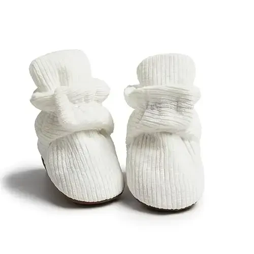 Babelvit Newborn Baby Boy Girl Soft Fleece Booties Stay On Infant Slippers Socks Shoe Non Skid Gripper Toddler First Walkers Winter Ankle Crib Shoes 