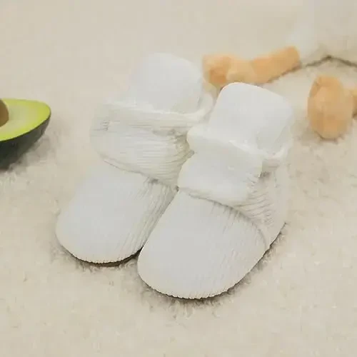 Babelvit Newborn Baby Boy Girl Soft Fleece Booties Stay On Infant Slippers Socks Shoe Non Skid Gripper Toddler First Walkers Winter Ankle Crib Shoes - 3