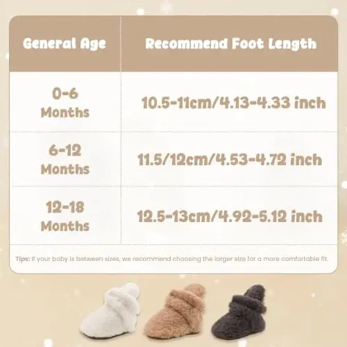 Babelvit Newborn Baby Boy Girl Soft Fleece Booties Stay On Infant Slippers Socks Shoe Non Skid Gripper Toddler First Walkers Winter Ankle Crib Shoes - 3
