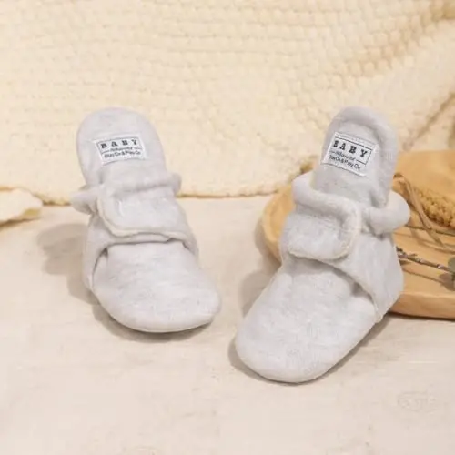Babelvit Newborn Baby Boy Girl Soft Fleece Booties Stay On Infant Slippers Socks Shoe Non Skid Gripper Toddler First Walkers Winter Ankle Crib Shoes - 3