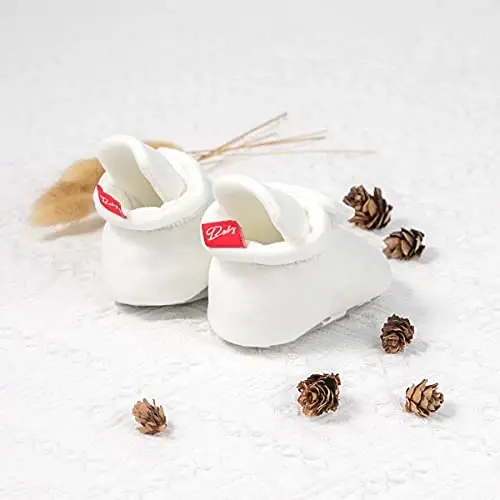 Babelvit Newborn Baby Boy Girl Soft Fleece Booties Stay On Infant Slippers Socks Shoe Non Skid Gripper Toddler First Walkers Winter Ankle Crib Shoes - 6