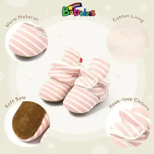 Babelvit yangi tug'ilgan chaqaloq o'g'il qiz yumshoq flis etiklari chaqaloq poyabzallari paypoqlari poyafzali sirpanmaydigan tutqichli chaqaloq birinchi qishki to'piqli kravat poyafzali - 5