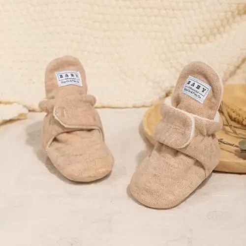 Babelvit Newborn Baby Boy Girl Soft Fleece Booties Stay On Infant Slippers Socks Shoe Non Skid Gripper Toddler First Walkers Winter Ankle Crib Shoes - 3