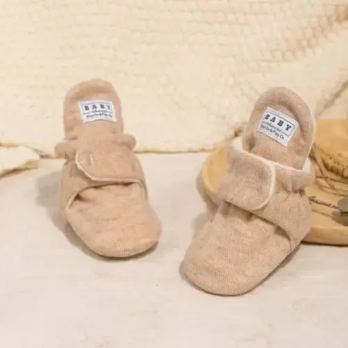 Babelvit Newborn Baby Boy Girl Soft Fleece Booties Stay On Infant Slippers Socks Shoe Non Skid Gripper Toddler First Walkers Winter Ankle Crib Shoes - 3