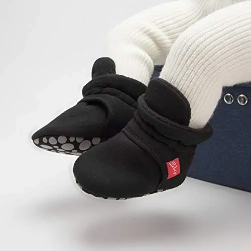 Babelvit Newborn Baby Boy Girl Soft Fleece Booties Stay On Infant Slippers Socks Shoe Non Skid Gripper Toddler First Walkers Winter Ankle Crib Shoes - BABELVIT (1)
