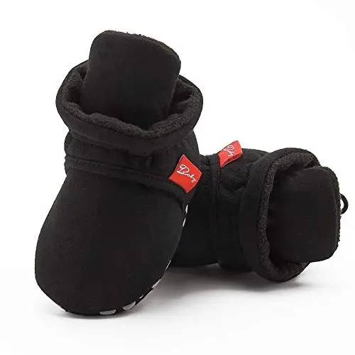Babelvit Newborn Baby Boy Girl Soft Fleece Booties Stay On Infant Slippers Socks Shoe Non Skid Gripper Toddler First Walkers Winter Ankle Crib Shoes - 4