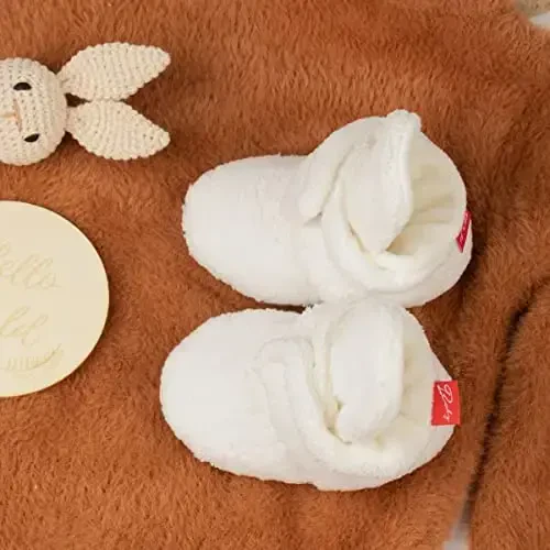Babelvit Newborn Baby Boy Girl Soft Fleece Booties Stay On Infant Slippers Socks Shoe Non Skid Gripper Toddler First Walkers Winter Ankle Crib Shoes - 3