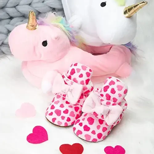 Babelvit Newborn Baby Boy Girl Soft Fleece Booties Stay On Infant Slippers Socks Shoe Non Skid Gripper Toddler First Walkers Winter Ankle Crib Shoes - 3