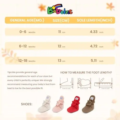 Babelvit Newborn Baby Boy Girl Soft Fleece Booties Stay On Infant Slippers Socks Shoe Non Skid Gripper Toddler First Walkers Winter Ankle Crib Shoes - 6