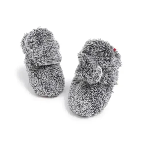 Babelvit Newborn Baby Boy Girl Soft Fleece Booties Stay On Infant Slippers Socks Shoe Non Skid Gripper Toddler First Walkers Winter Ankle Crib Shoes 