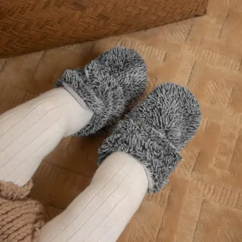 Babelvit Newborn Baby Boy Girl Soft Fleece Booties Stay On Infant Slippers Socks Shoe Non Skid Gripper Toddler First Walkers Winter Ankle Crib Shoes - 2