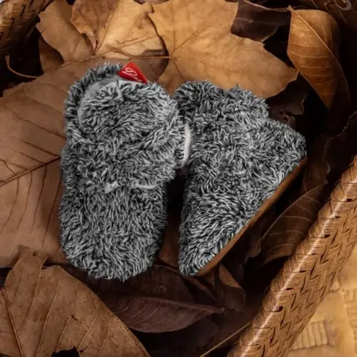 Babelvit Newborn Baby Boy Girl Soft Fleece Booties Stay On Infant Slippers Socks Shoe Non Skid Gripper Toddler First Walkers Winter Ankle Crib Shoes - 4
