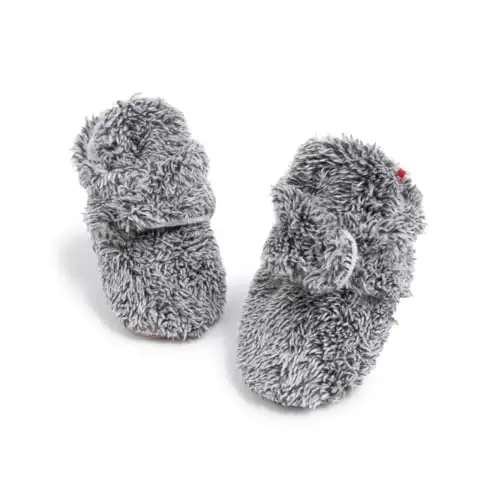 Babelvit Newborn Baby Boy Girl Soft Fleece Booties Stay On Infant Slippers Socks Shoe Non Skid Gripper Toddler First Walkers Winter Ankle Crib Shoes - 1