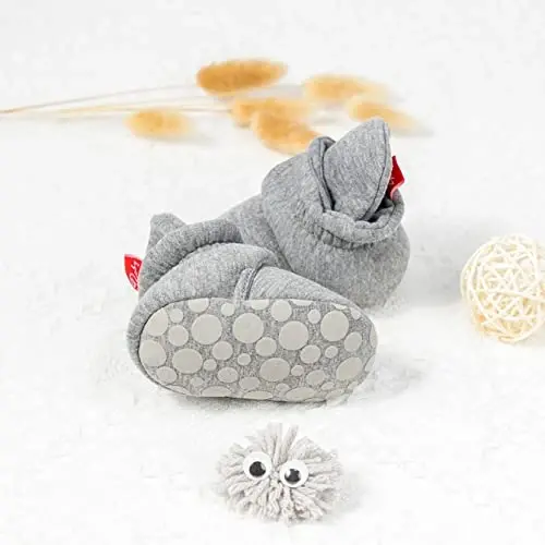 Babelvit Newborn Baby Boy Girl Soft Fleece Booties Stay On Infant Slippers Socks Shoe Non Skid Gripper Toddler First Walkers Winter Ankle Crib Shoes - 4