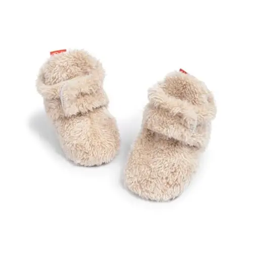 Babelvit Newborn Baby Boy Girl Soft Fleece Booties Stay On Infant Slippers Socks Shoe Non Skid Gripper Toddler First Walkers Winter Ankle Crib Shoes - 1