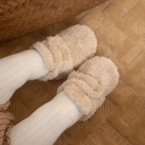 Babelvit Newborn Baby Boy Girl Soft Fleece Booties Stay On Infant Slippers Socks Shoe Non Skid Gripper Toddler First Walkers Winter Ankle Crib Shoes - 2