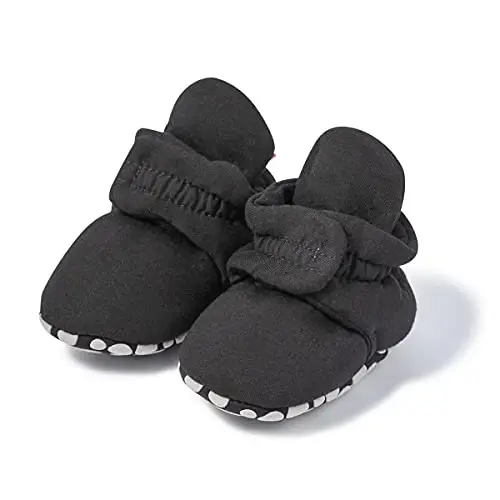 Babelvit Newborn Baby Boy Girl Soft Fleece Booties Stay On Infant Slippers Socks Shoe Non Skid Gripper Toddler First Walkers Winter Ankle Crib Shoes - 1
