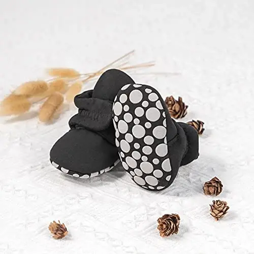 Babelvit Newborn Baby Boy Girl Soft Fleece Booties Stay On Infant Slippers Socks Shoe Non Skid Gripper Toddler First Walkers Winter Ankle Crib Shoes - 3
